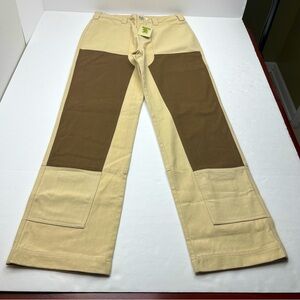 Liquid Lagoon Double Knee Pant Mens SZ 33 x 32 Tan Brown‎ Skater Color Block NEW